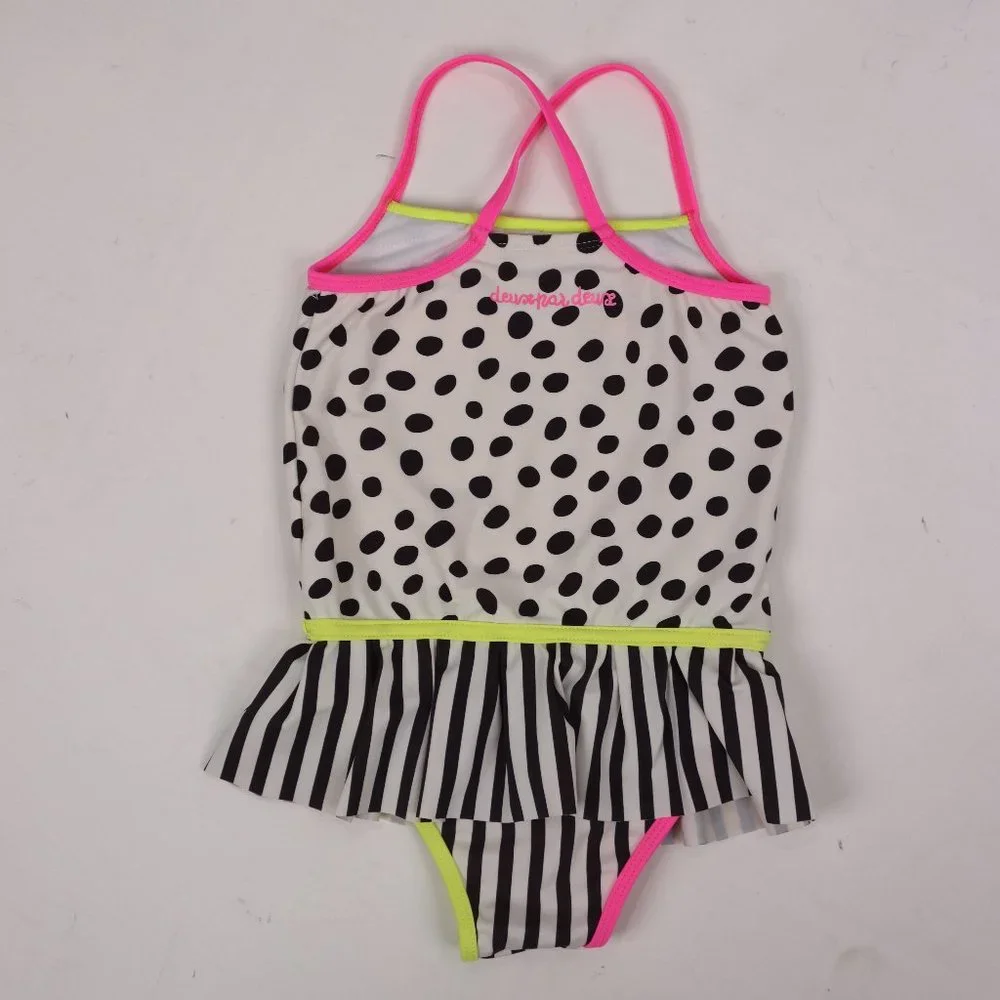 Deux Par Deux One Piece Swimsuit Butterfly Neon Summer Beach Skirt Girl